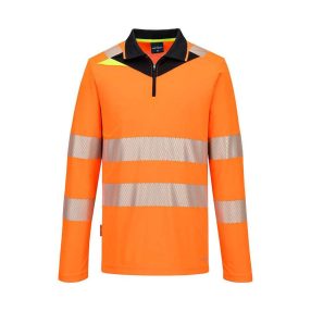 Jól láthatósági cipzáras póló elölről