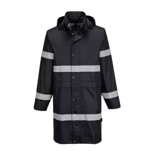 F437 Iona hosszú fekete PVC esőkabát 100 cm