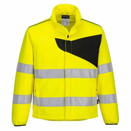 PW275 jól láthatósági softshell kabát sárga - fekete