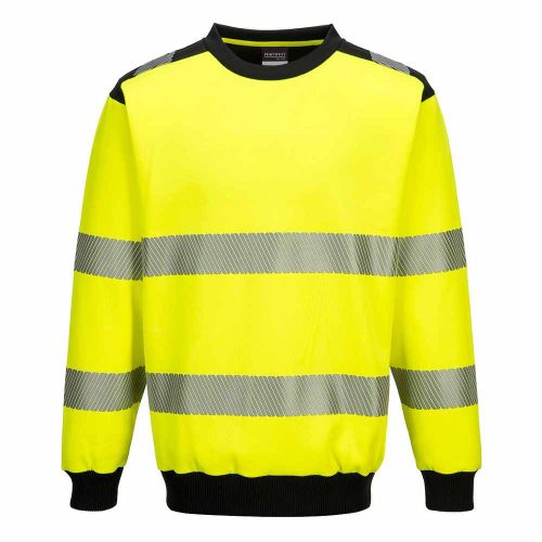 PW379 jól láthatósági pulóver sárga - fekete