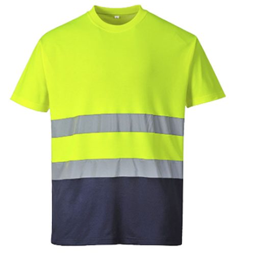 S173 Pamut jól láthatósági póló "sárga-sötétkék"