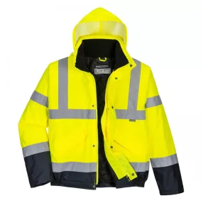 S266 Hi-Vis kéttónusú bomber dzseki sárga
