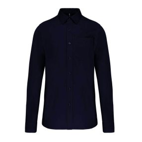 Férfi ing hosszú ujjú sötétkék poplin