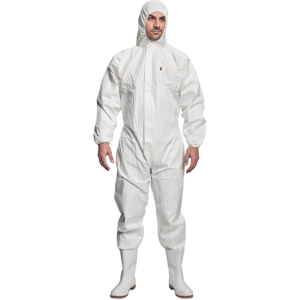 Chemsafe 500 antisztatikus csuklyás védőoverall fehér
