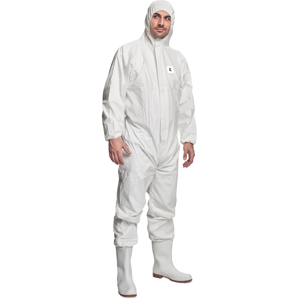 Chemsafe 500 antisztatikus csuklyás védőoverall fehér